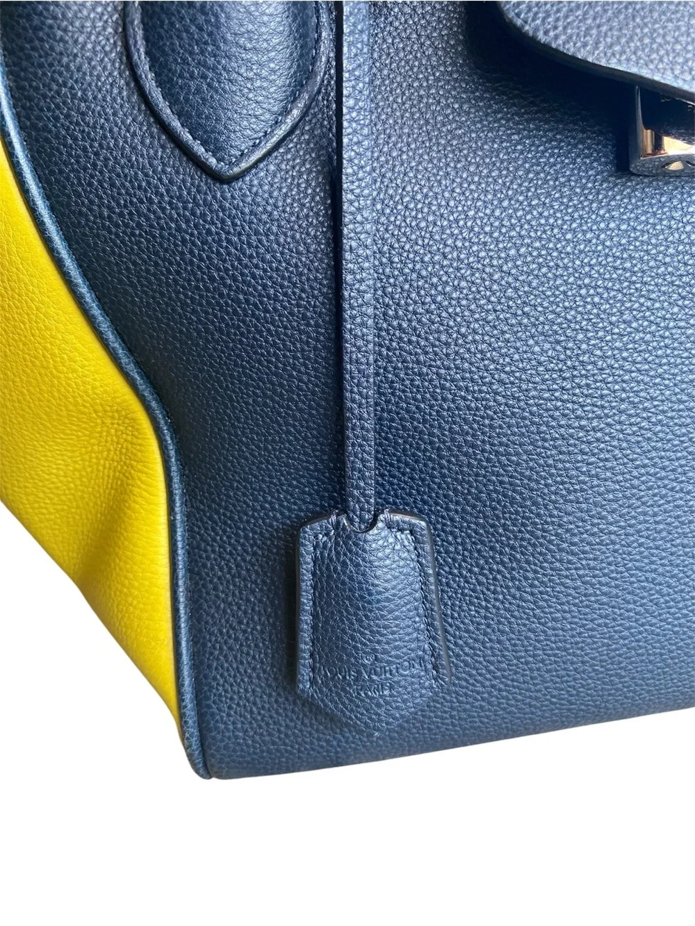 Louis Vuitton Custom Milaris Blue and Yellow Calfskin Top Handle Bag